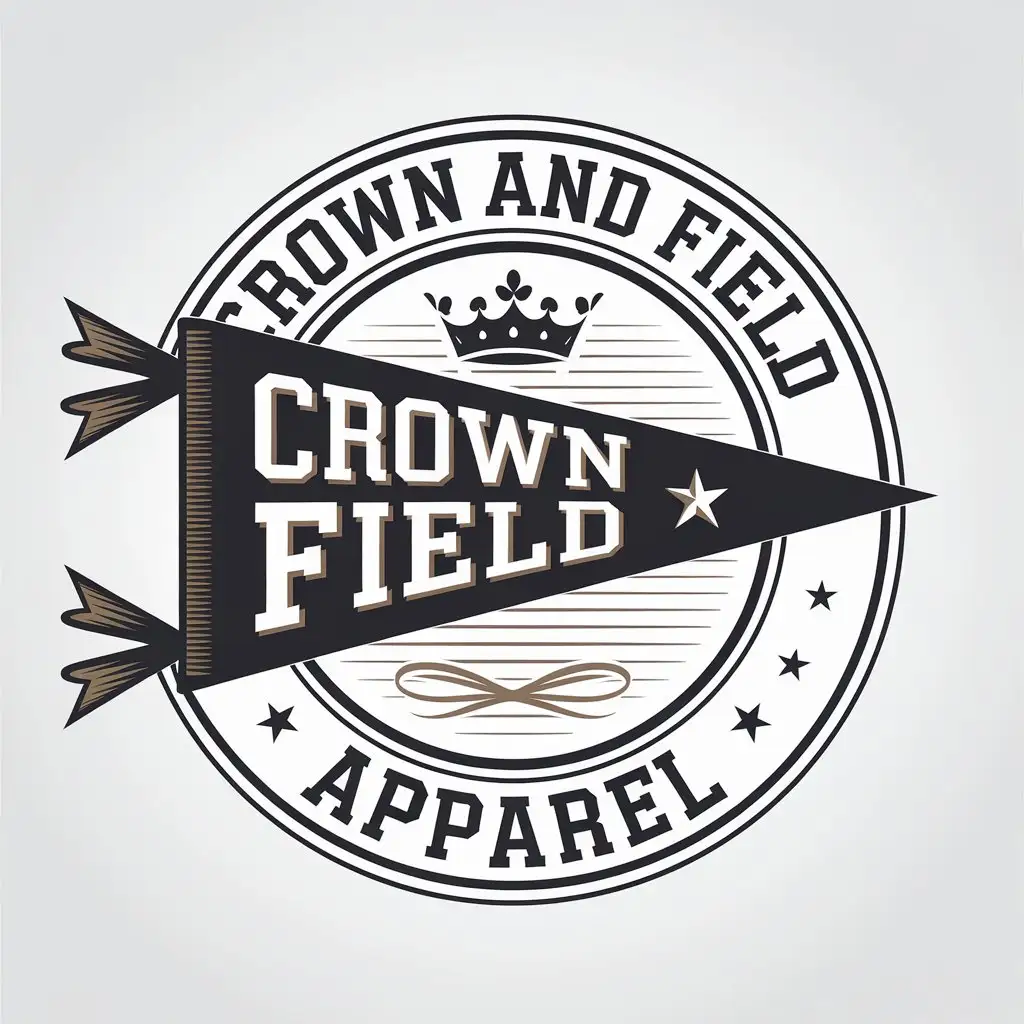 LOGO Design for Crown and Field Apparel Vintage Pennant Crown and Bow Theme for Sports Fitness