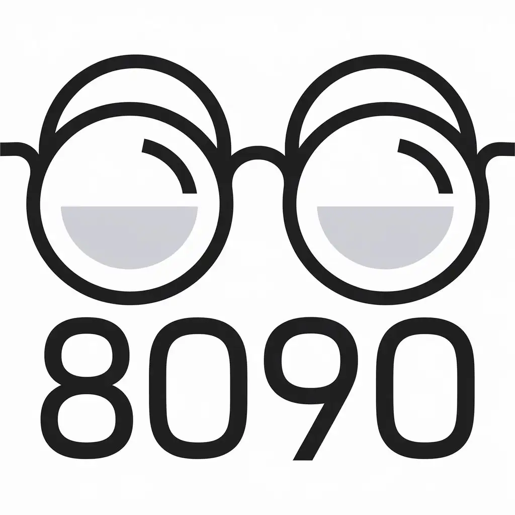 a vector logo design,with the text "8090", main symbol:glasses,Moderate,clear background