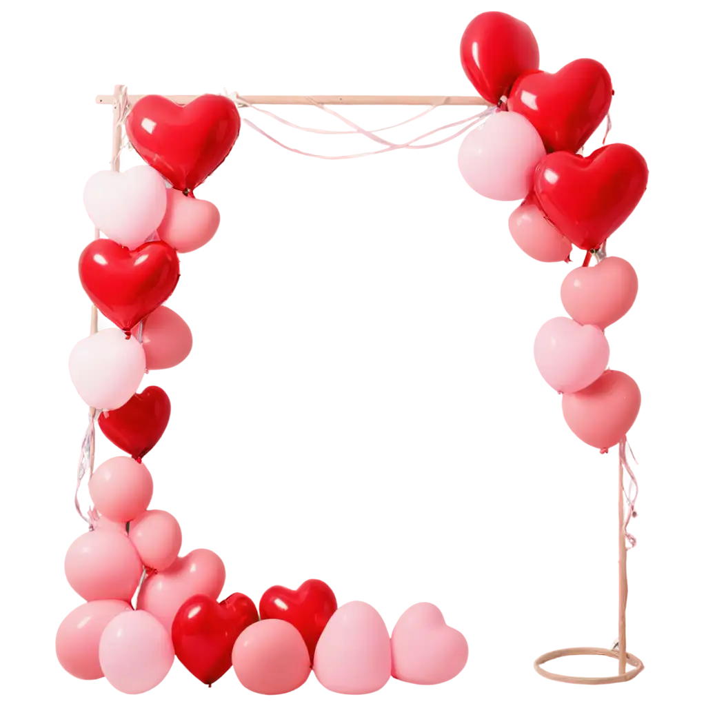 Valentines-Day-HeartShaped-Balloon-Archway-PNG-Image-with-Red-and-Pink-Balloons-for-Digital-Designs