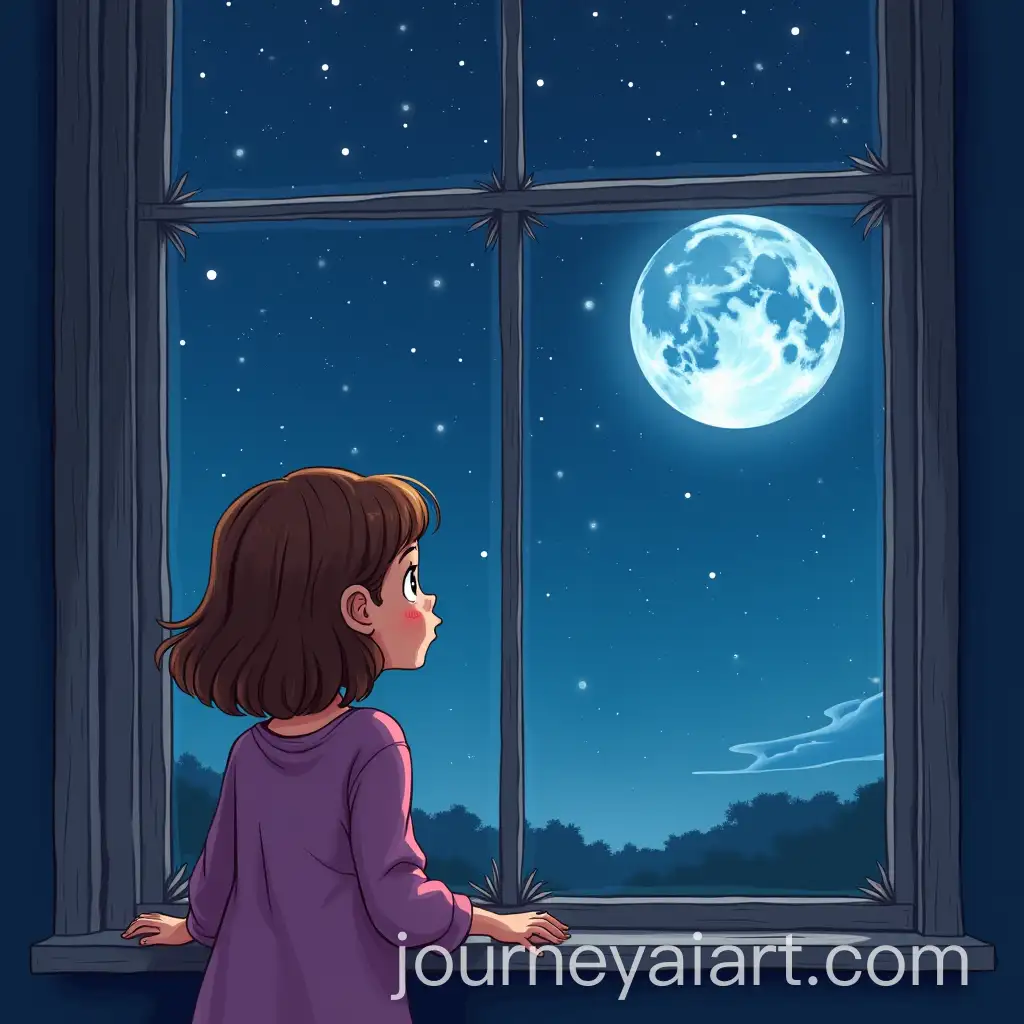 Young-Woman-Admiring-Starry-Sky-from-Home-Window