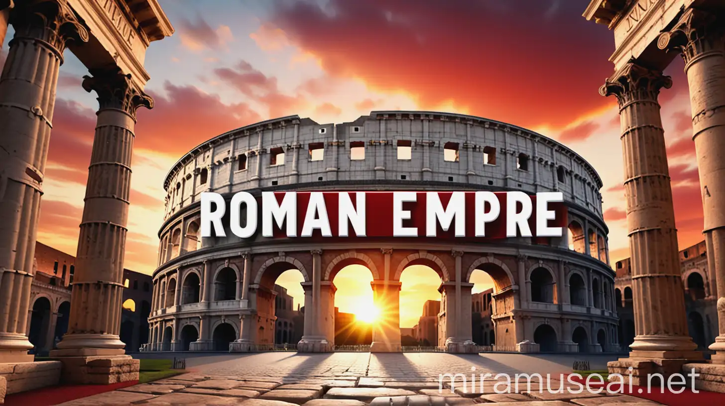 Roman Empire Colosseum Soldiers and Ancient Architecture in Sunset