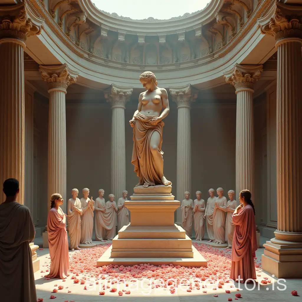 Aphrodite-Statue-Surrounded-by-Dancers-and-Rose-Petals-in-Ancient-Greek-Temple