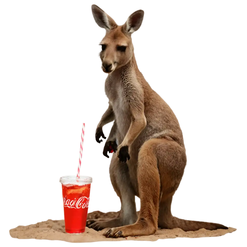 Kangaroo-Drinking-Coke-in-Desert-PNG-Image-HighQuality-Transparent-Format-for-Versatile-Use