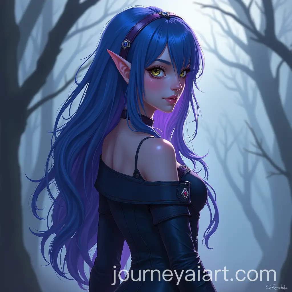 Drow-HalfElf-with-Striking-Blue-and-Purple-Hair