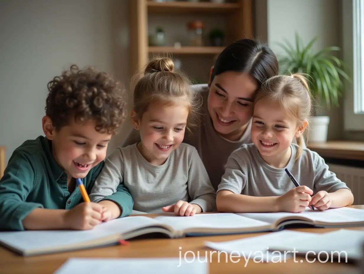 Children-Learning-at-Home-with-Parents-Supporting-Career-Growth