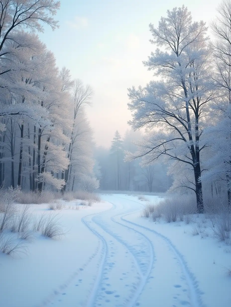 In the morning, it's fresh, good. Trees in silver frost. White dunes of snow all around. Birds are singing.