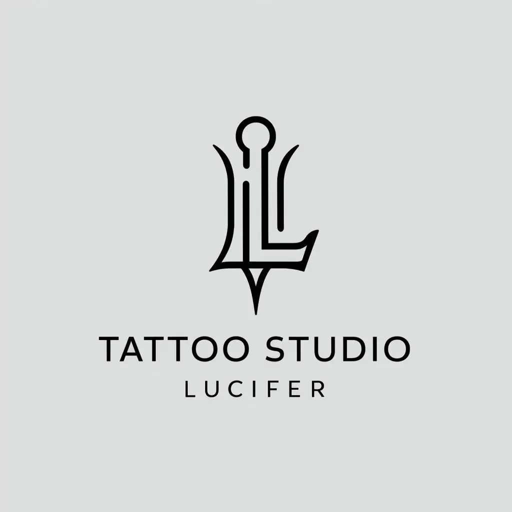 LOGO-Design-for-Tattoo-Studio-Lucifer-Modern-Tattoo-Emblem-on-Clear-Background