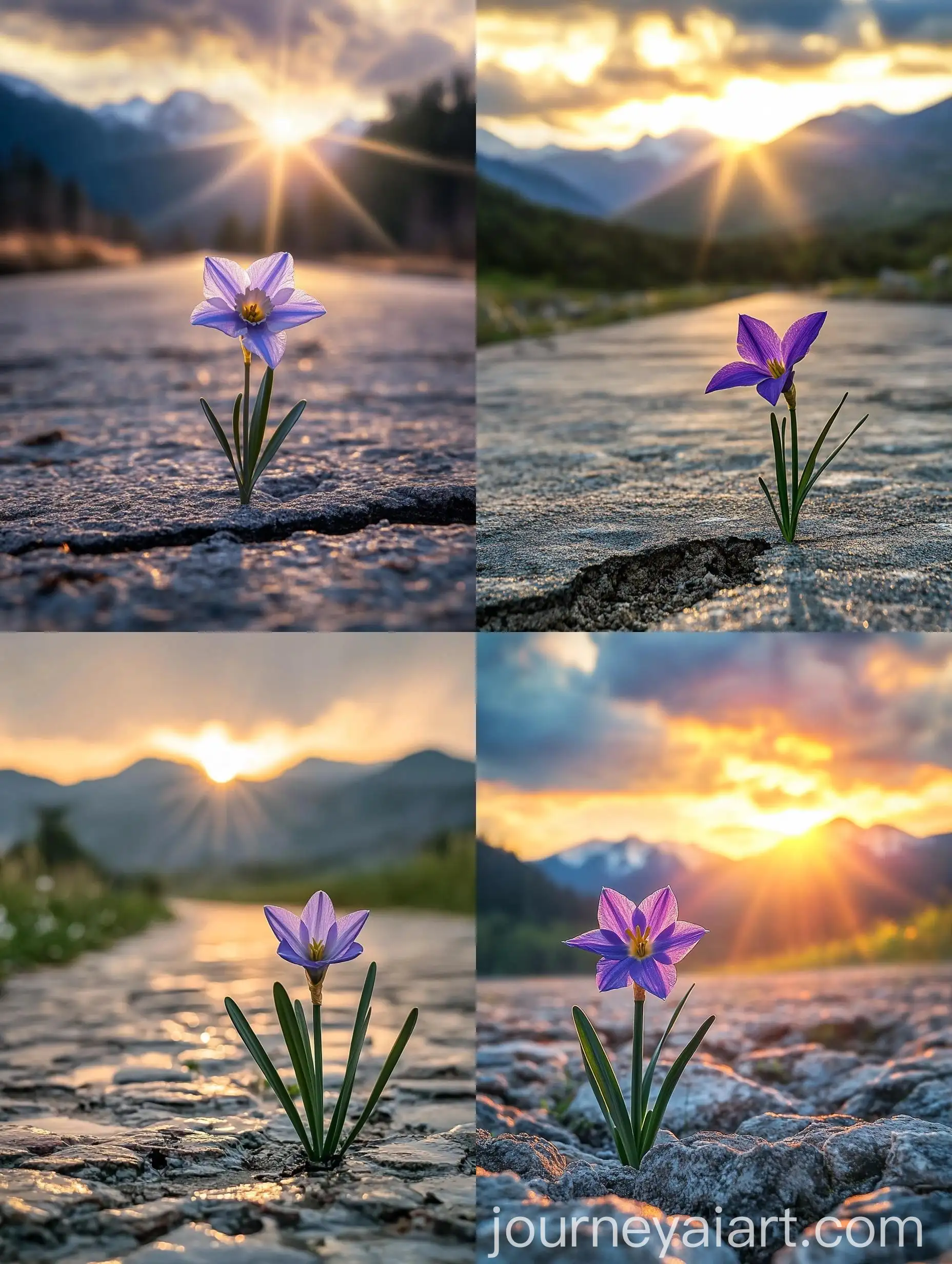 UltraRealistic-Purple-Daffodil-with-Sunset-Bokeh-Background