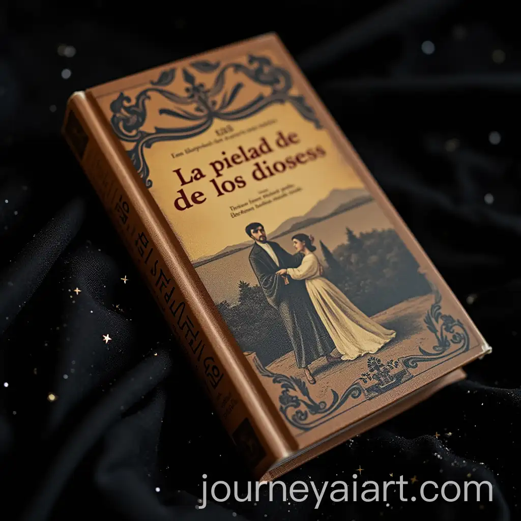 Realistic-Photo-of-La-Piedad-de-los-Dioses-Book-on-Starry-Background