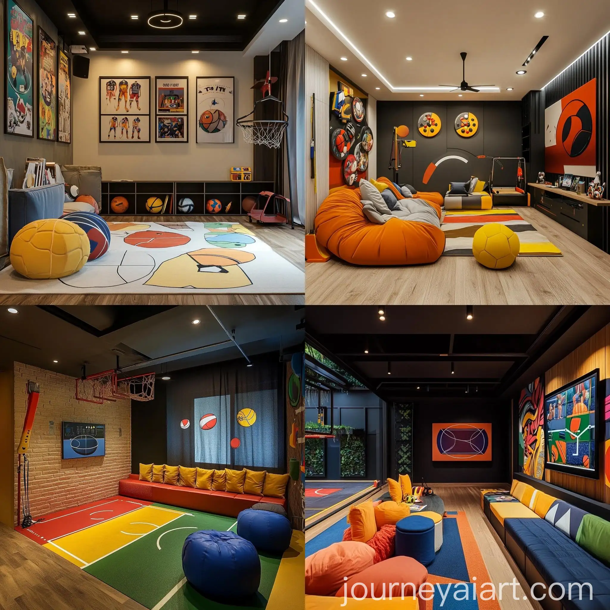 Diverse-Sports-Room-Interior-with-Vibrant-Themes-and-Equipment