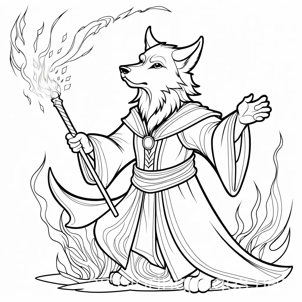 Wizard-Wolf-Casting-Lightning-Spell-Coloring-Page