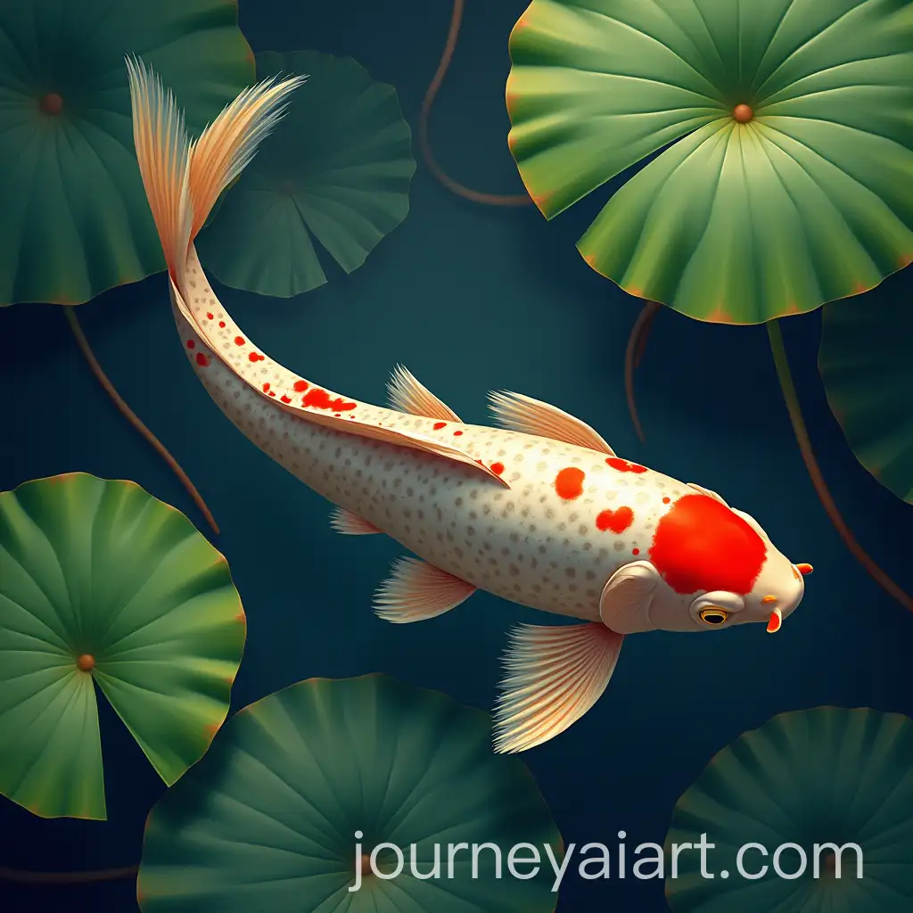 Koi-Fish-Swimming-Among-Lotus-Leaves-in-a-Serene-Pond