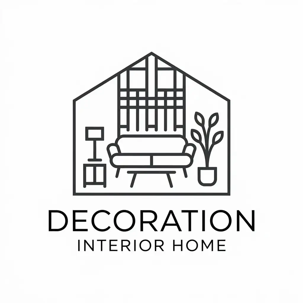 a vector logo design,with the text "decoration interior home", main symbol:modern interior decoration,Moderate,be used in Construction industry,clear background