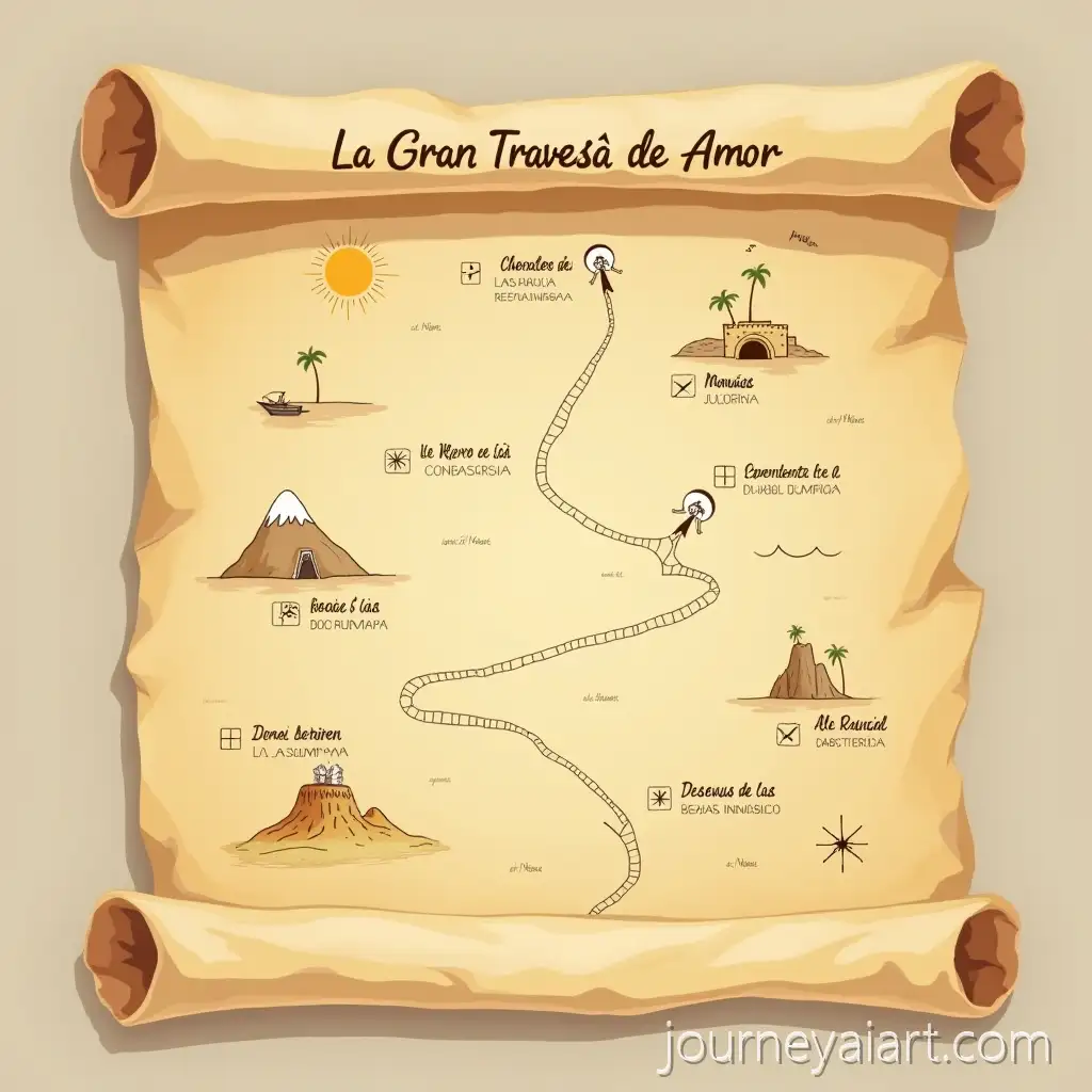 Minimalist-Romantic-Treasure-Map-on-Parchment-with-HandDrawn-Adventure-Icons