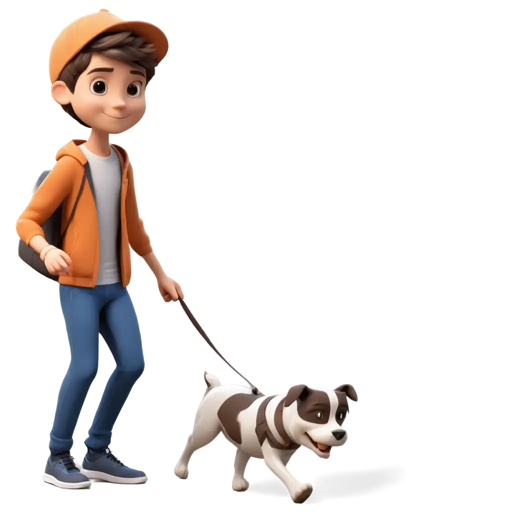 Cartoon-Cute-Boy-Walking-the-Dog-in-HighQuality-PNG-Illustration