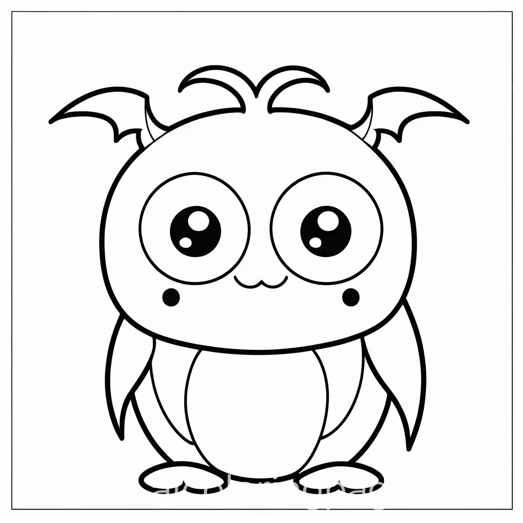 Adorable-Grey-and-White-Monster-Coloring-Page-for-Kids