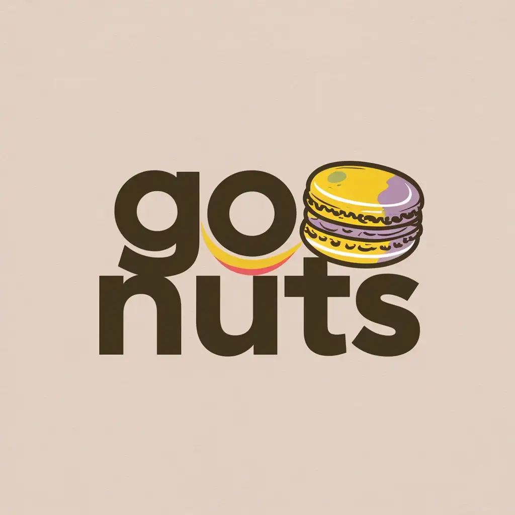 a logo design,with the text "go nuts", main symbol:macaron,Moderate,clear background