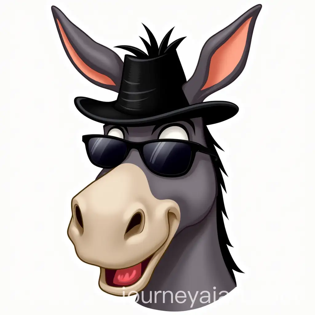 CartoonStyle-Donkey-Wearing-a-Black-Top-Hat-and-Sunglasses