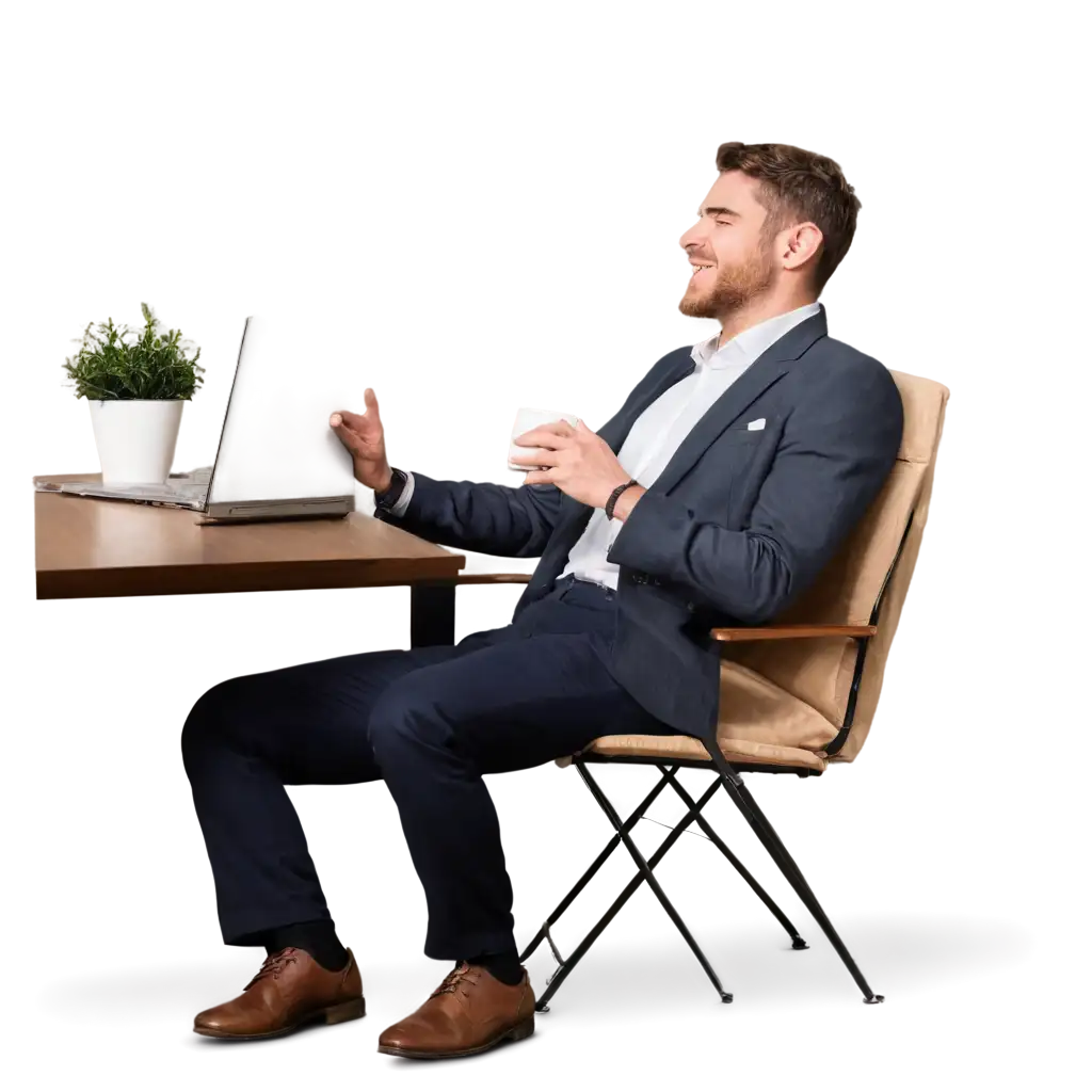 Professional-PNG-Image-of-a-Male-Person-Laughing-and-Drinking-Coffee-in-His-Office