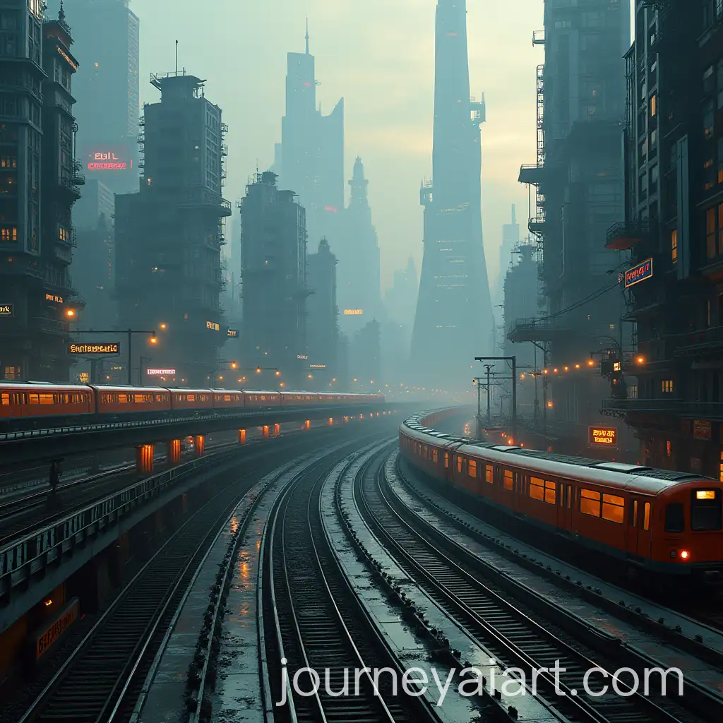 Photorealistic-Cyberpunk-Retrofuture-Cityscape-with-Trains-and-Bridges