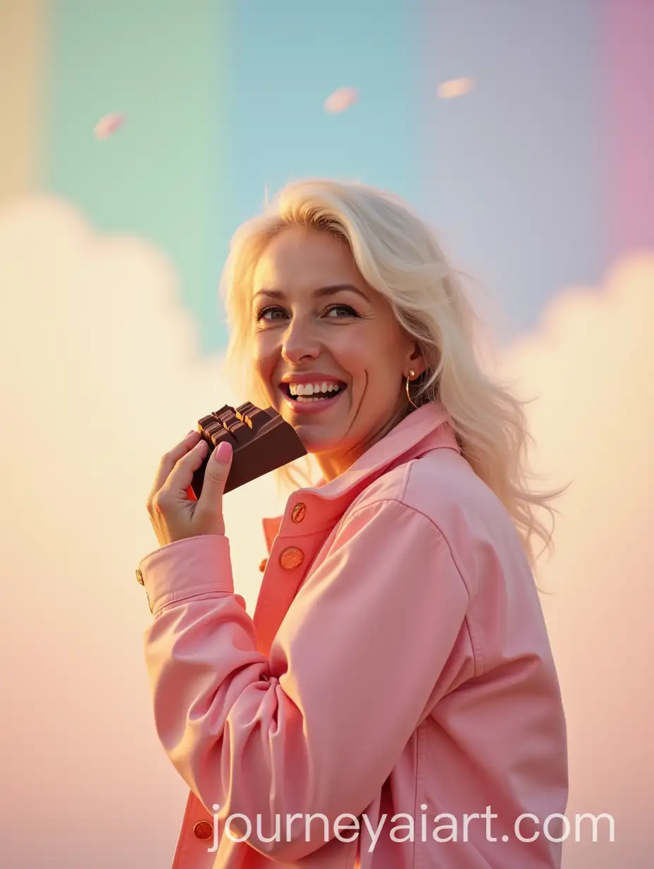 AI-Art-Prompt-ExpansionStylish-Mum-Enjoying-Chocolate-in-Whimsical-Y2K-Aesthetic-with-Soft-Pastel-Sky
