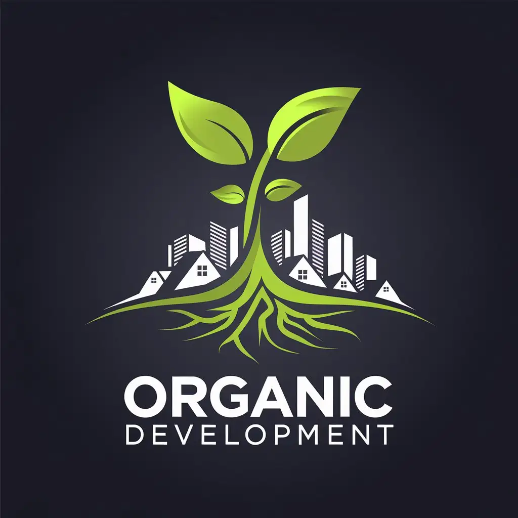 LOGO Design for Organic Development Green Sprout with Urban Landscape Theme