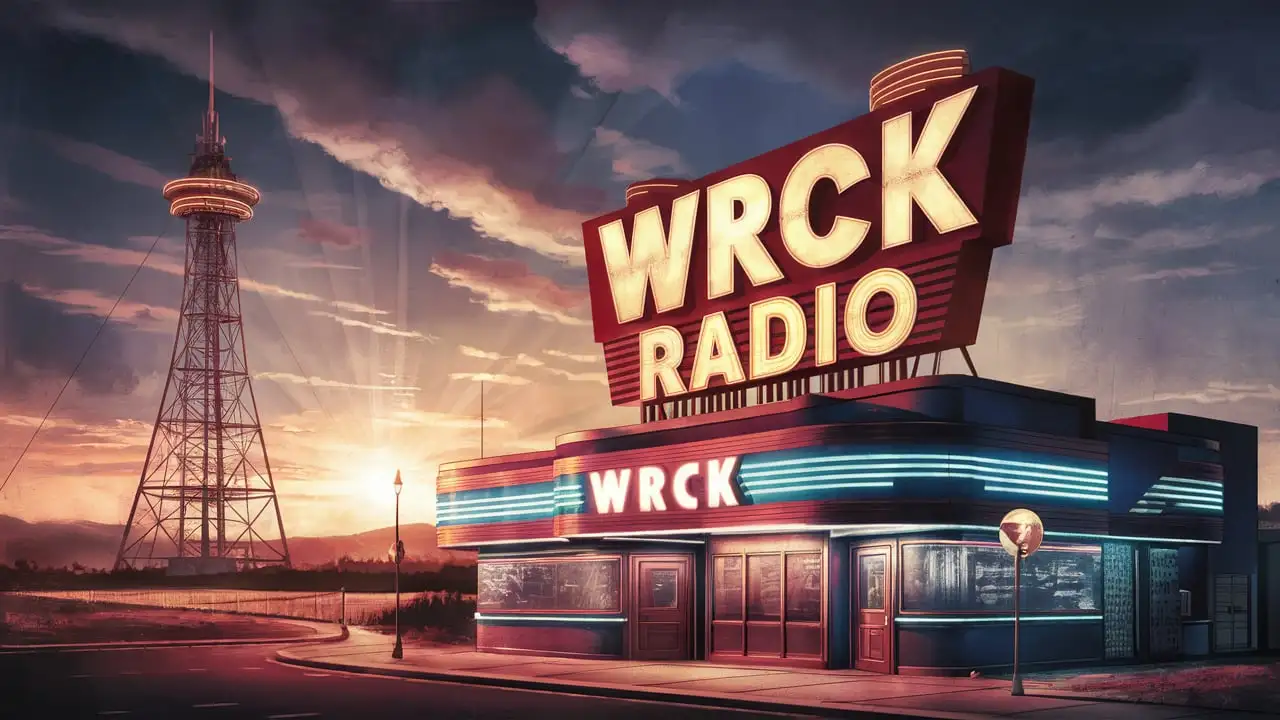 Radio Station and Tower with Call Letters WRCK