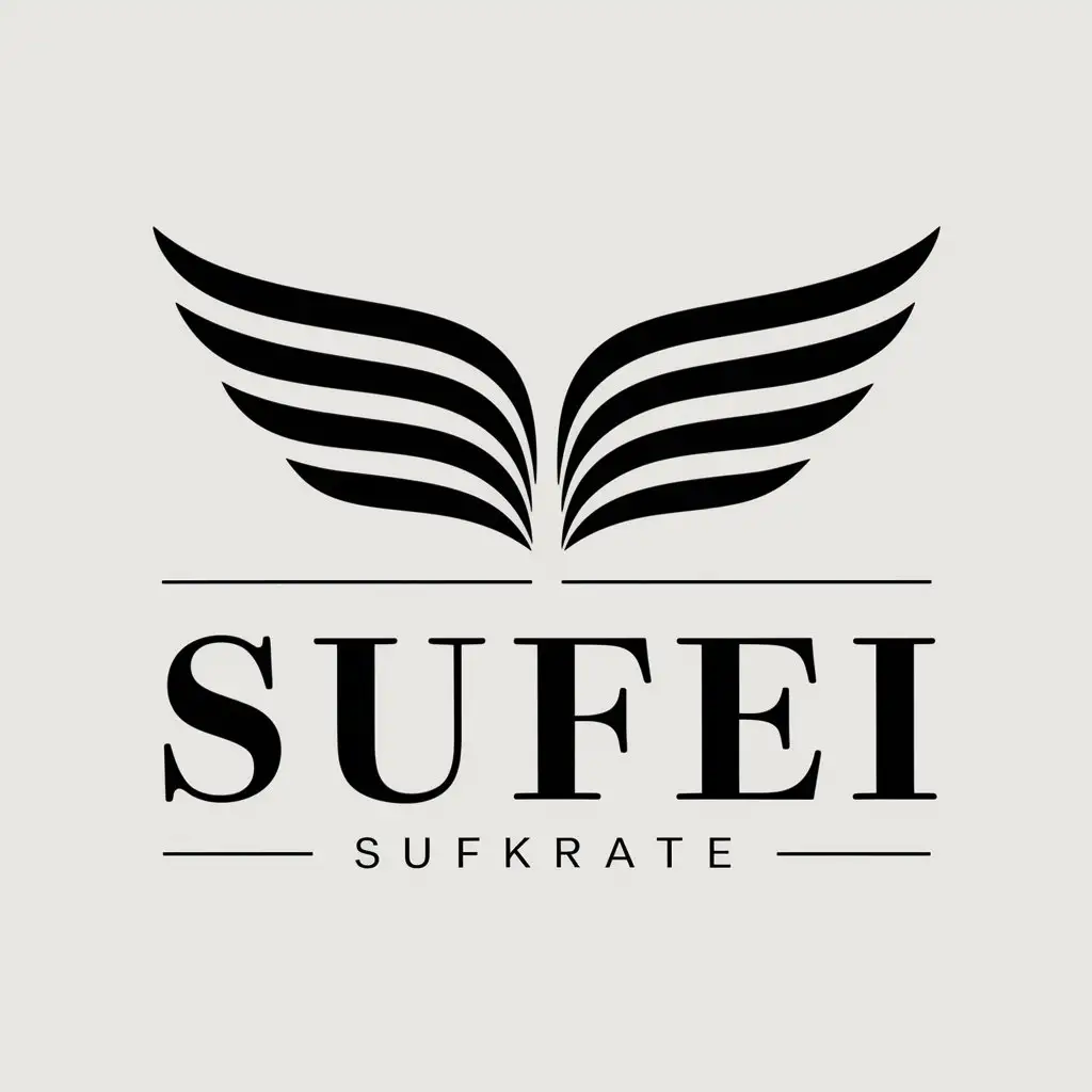 a vector logo design,with the text "Sufei", main symbol:book wing,Moderate,clear background