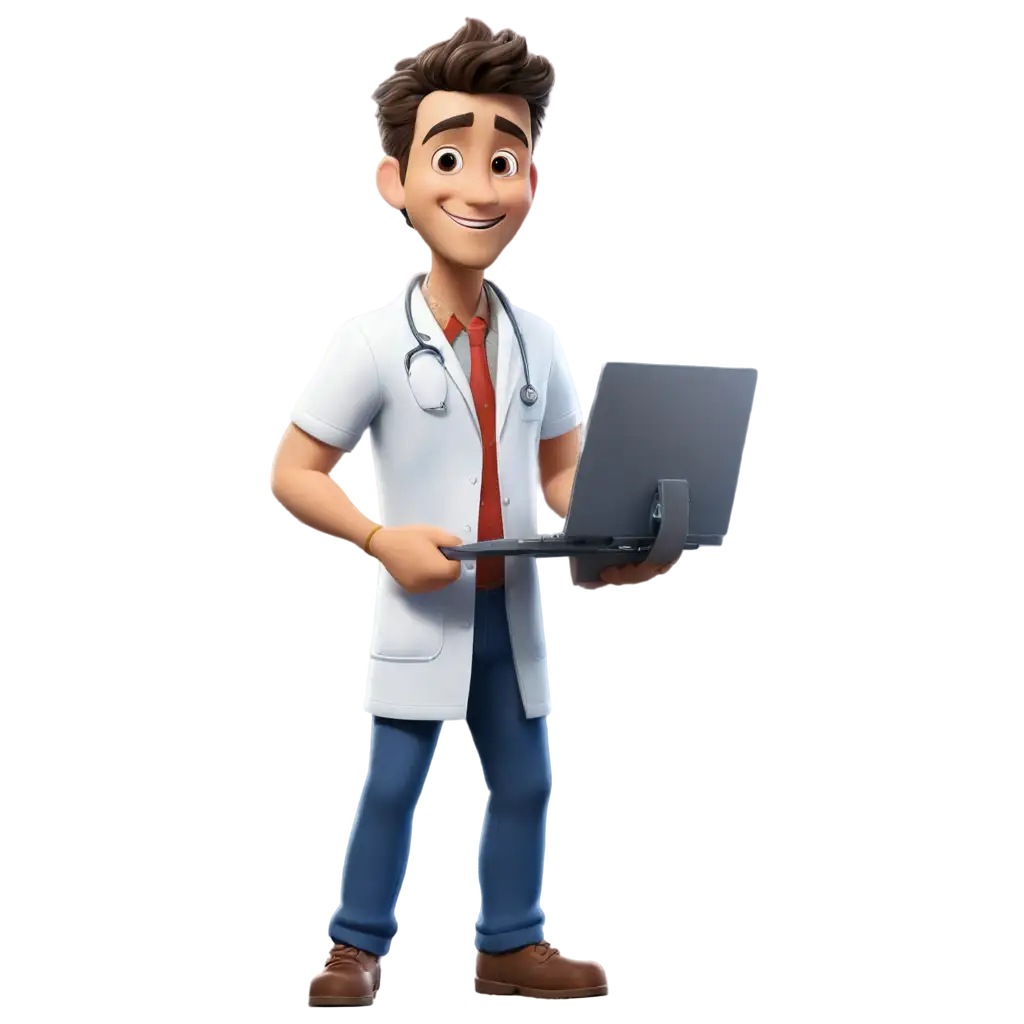 Disney-Pixar-Style-Computer-Technician-with-Doctors-Apron-HighQuality-PNG-Image