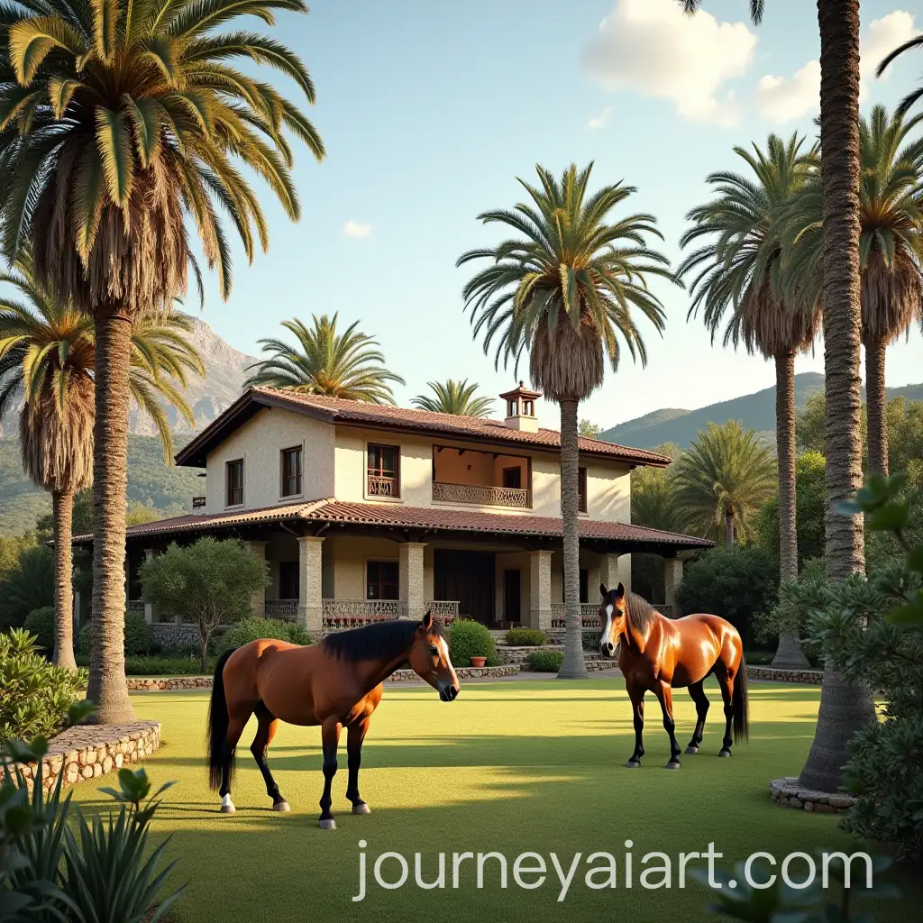 Country-House-with-Palmas-and-Horses-Scene