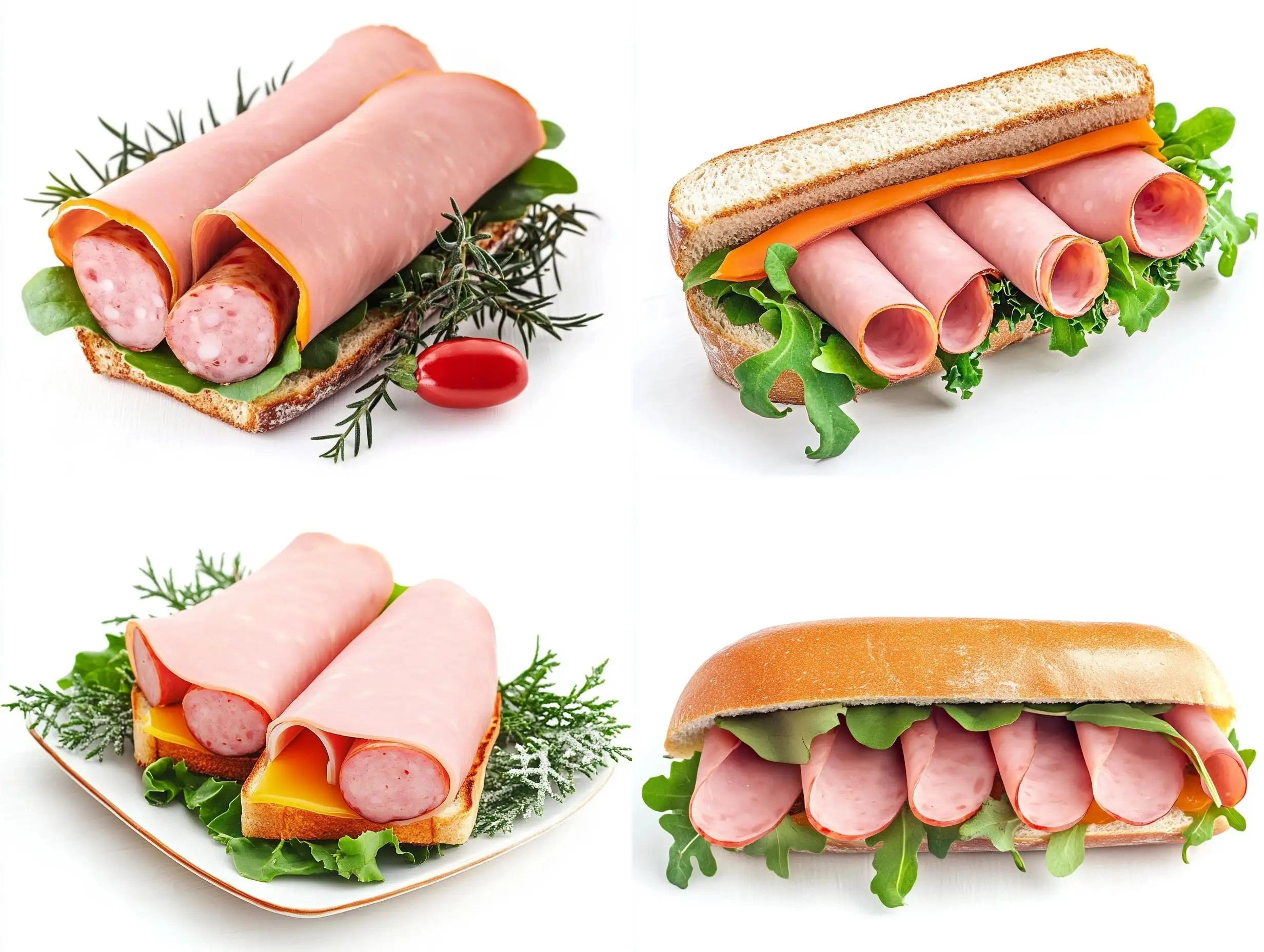 Christmas-Sandwich-with-Boiled-Sausage-on-White-Background