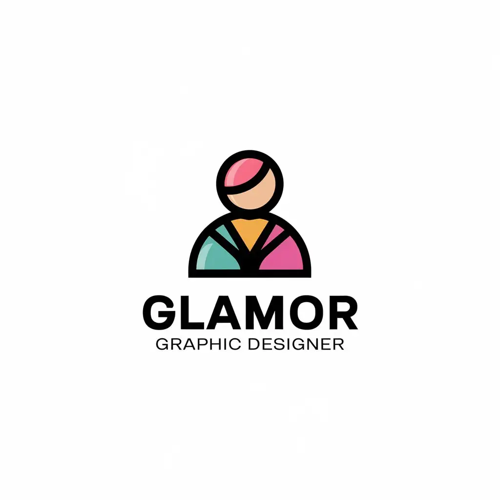 LOGO-Design-For-Glamor-Graphic-Designer-Minimalistic-Designer-Symbol-on-Multicolored-Background