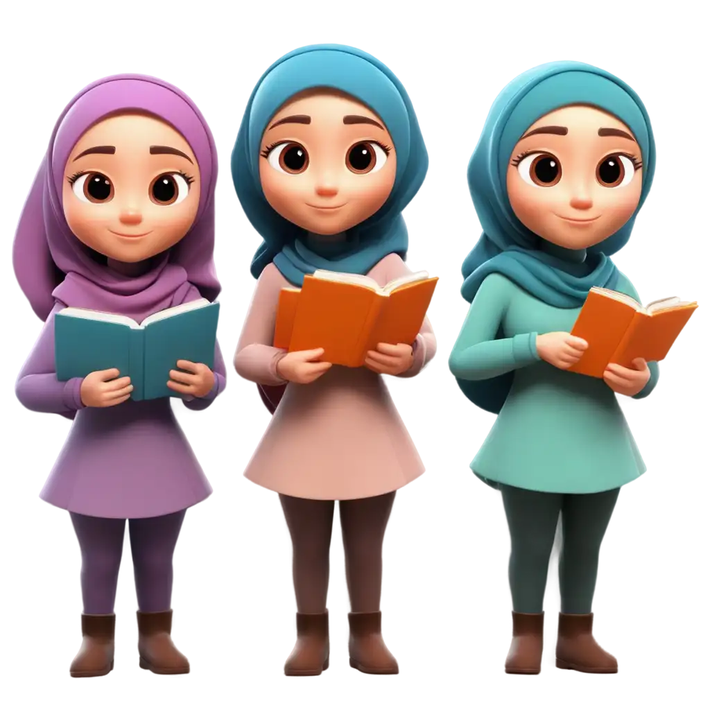 3D-Cartoon-Girl-in-Hijab-Holding-Books-PNG-Image-Diverse-Applications-for-Online-Content