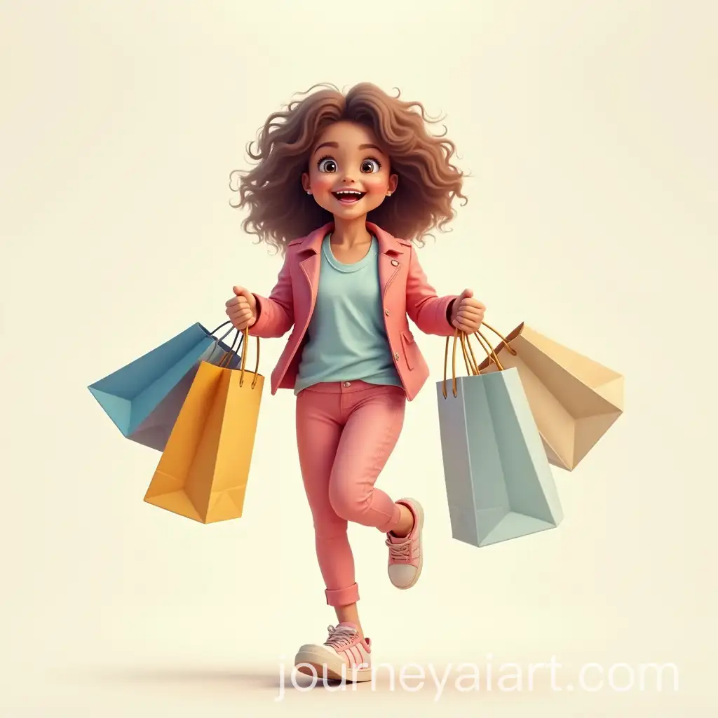 Young-Girl-Running-with-Shopping-Bags-in-Urban-Setting