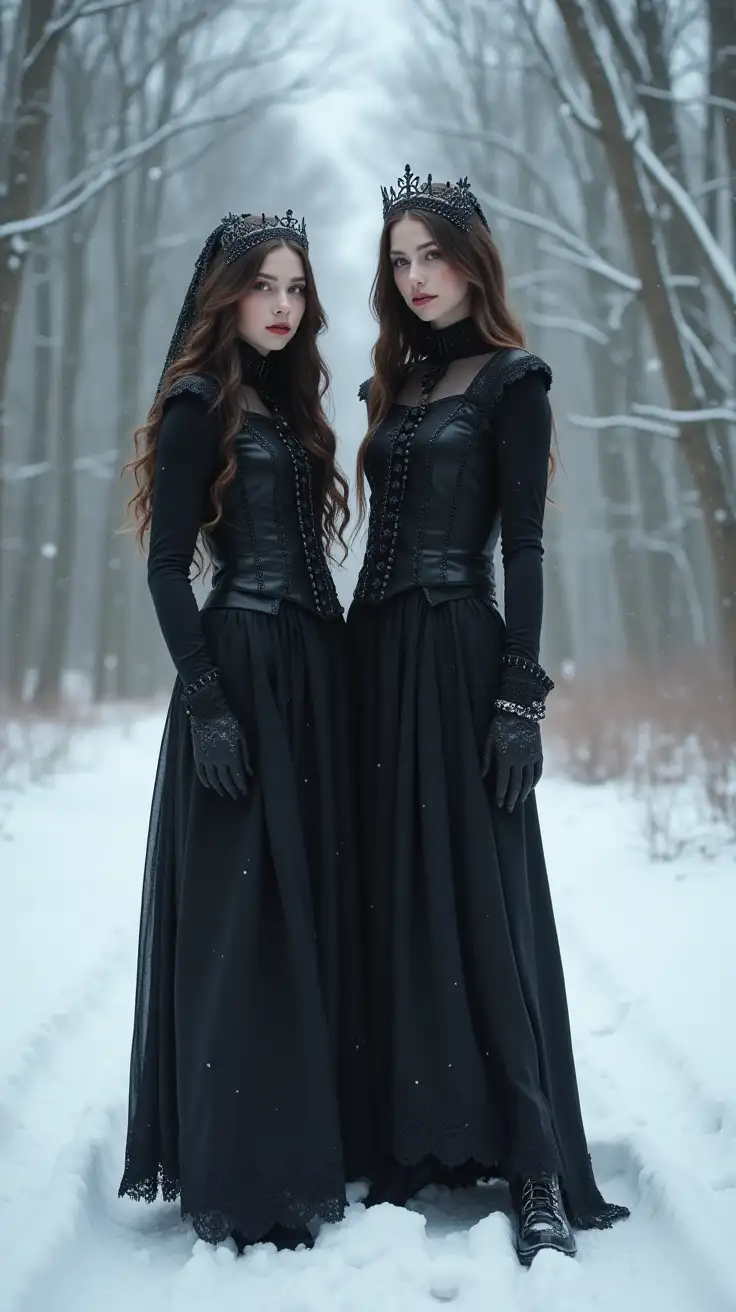 Two-Gothic-Teenage-Girls-in-Winter-Slope-Fashion