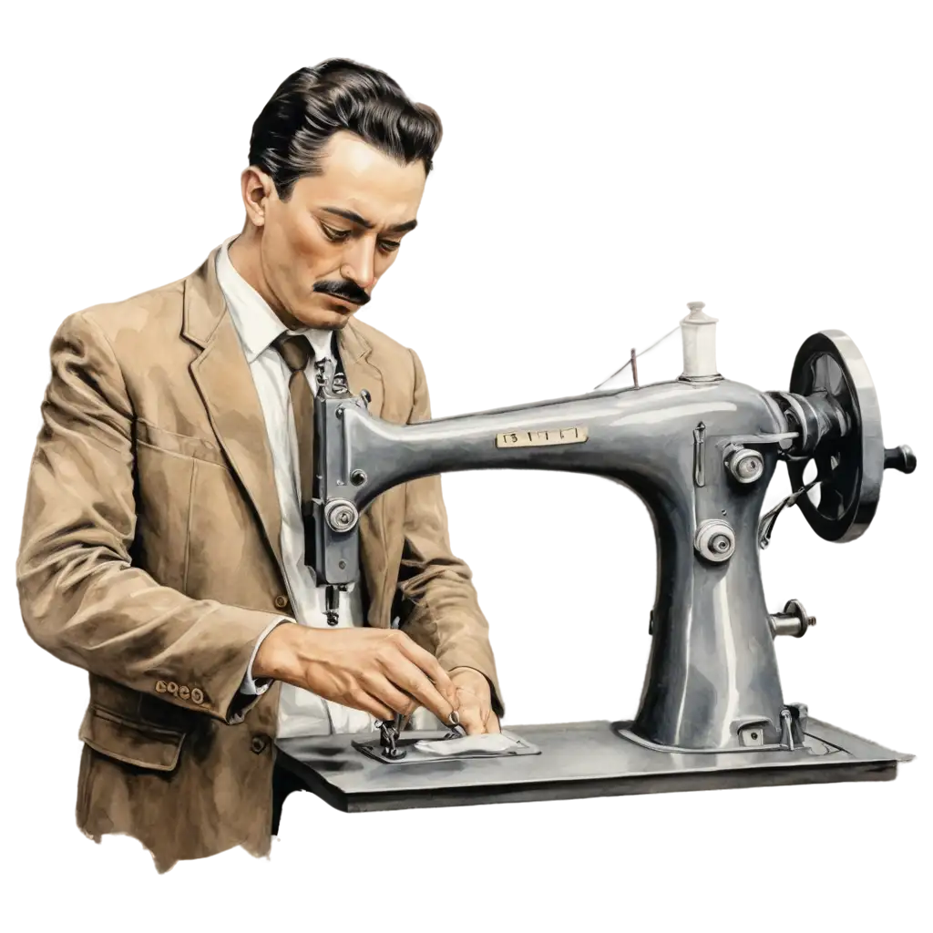 Surreal-Stitching-in-Dali-Style-PNG-Image-A-Man-Sewing-on-a-Machine