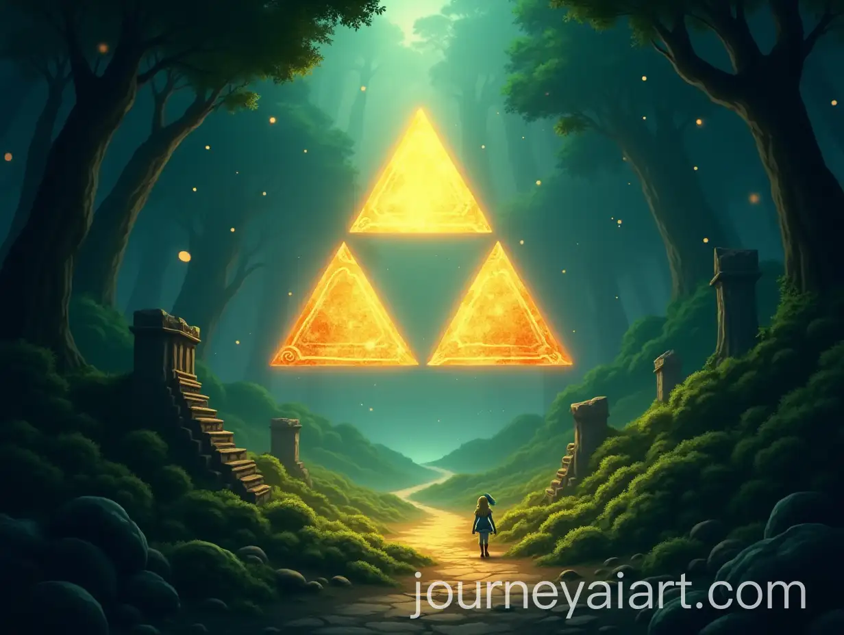Golden-Triforce-Symbol-in-Mystical-Landscape-for-Samsung-Galaxy-S23-Wallpaper