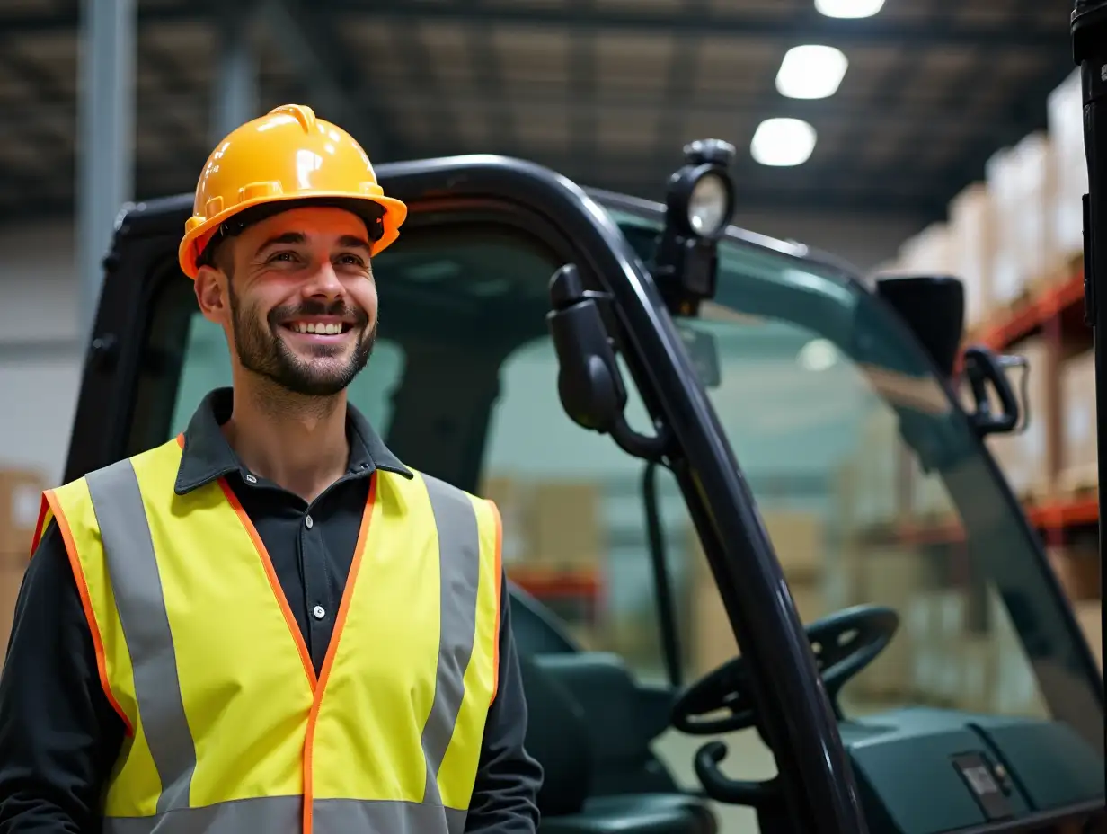 Smiling-Forklift-Driver-in-Warehouse-of-Freight-Forwarding-Company