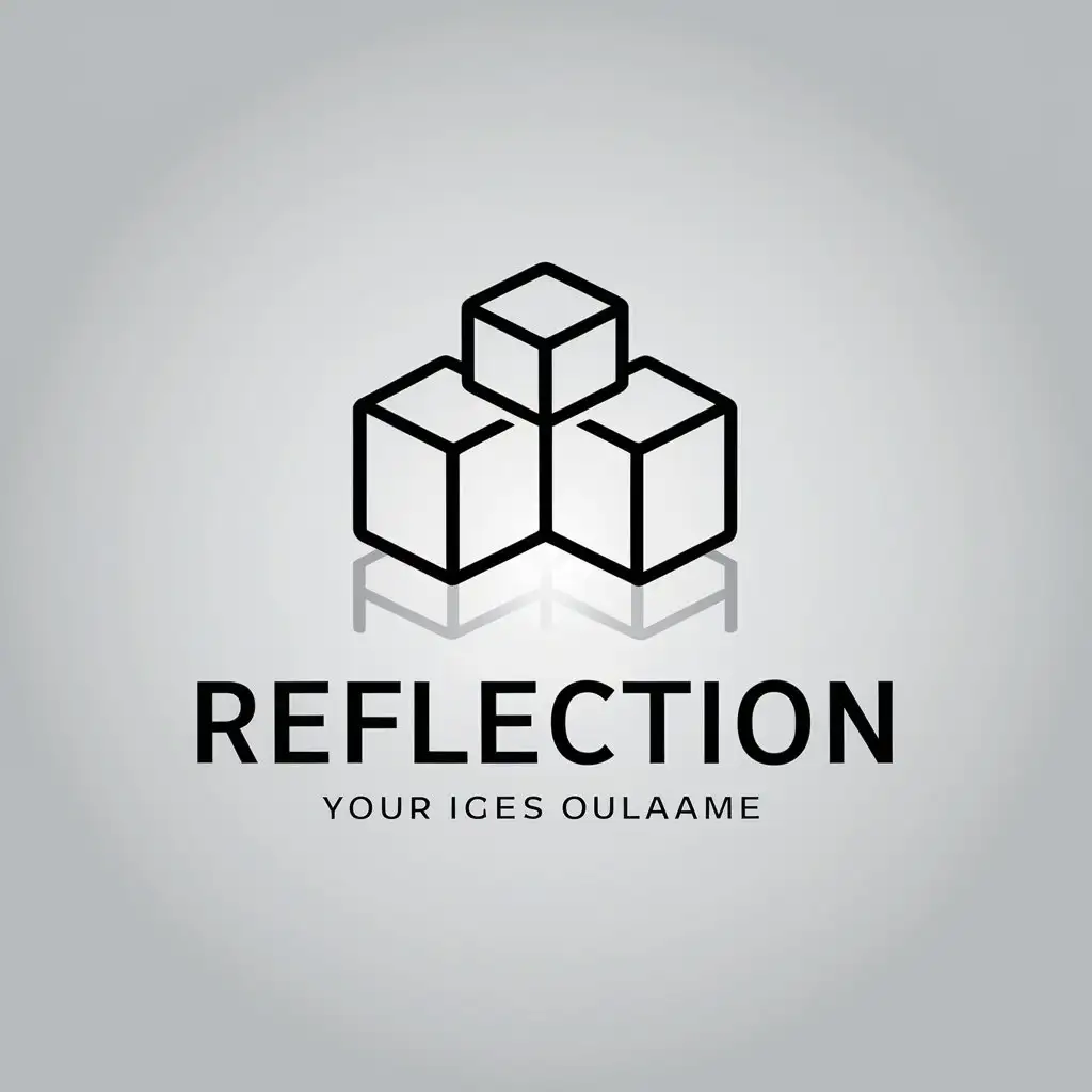 a vector logo design,with the text "reflection", main symbol:Ice cubes, light reflection,Minimalistic,clear background