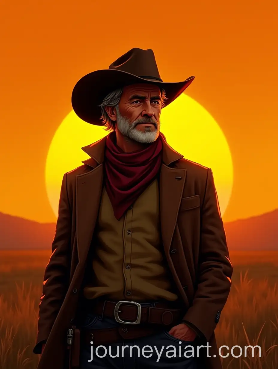 Rugged-Cowboy-at-Sunrise-with-CinematicCowboy-Illustration-Expansion-Golden-Glow