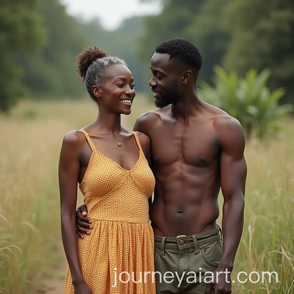 Thin-Elderly-Black-Woman-in-Sundress-with-Slim-African-Man