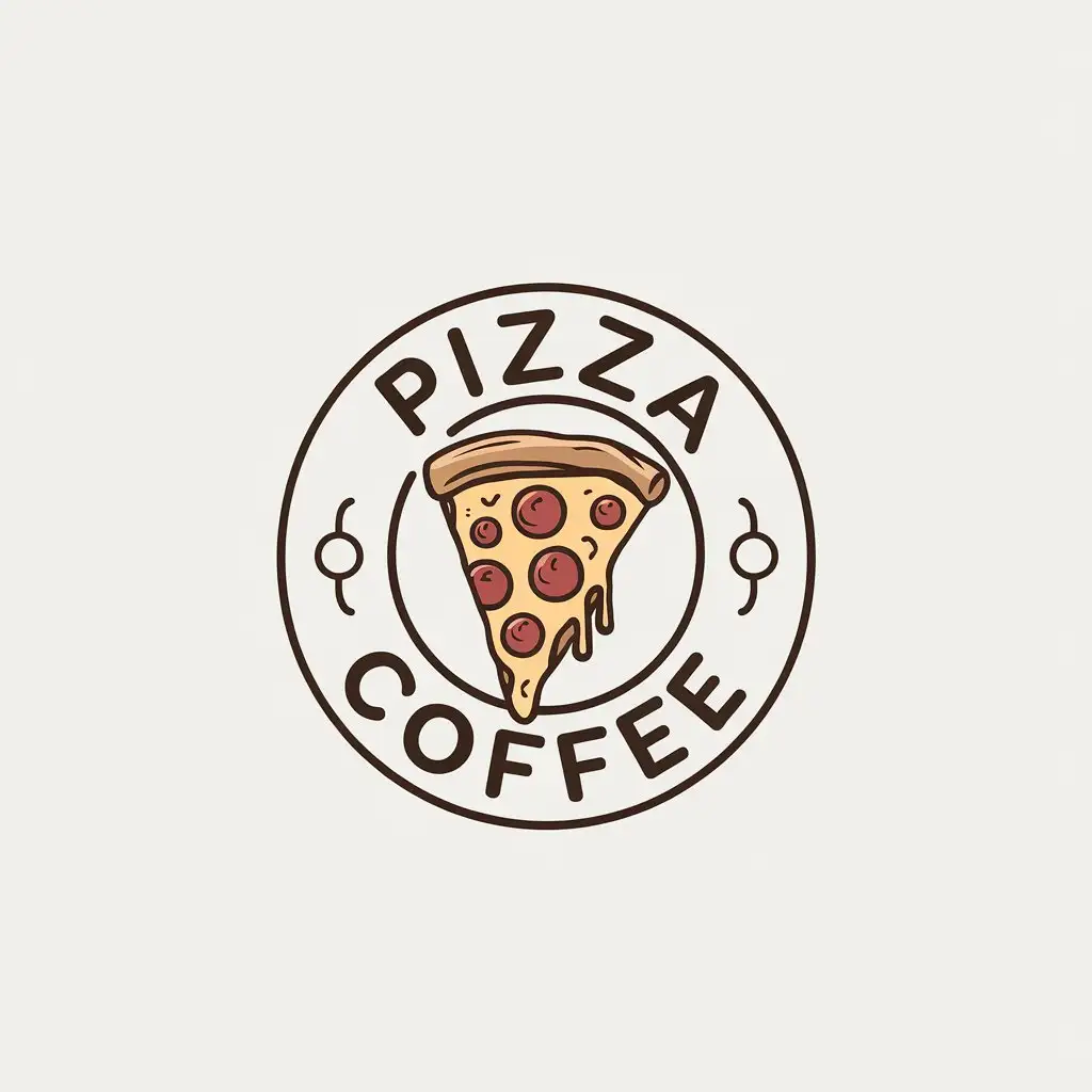 LOGO Design for Pizza Coffee HandDrawn Minimalistic Pizza Slice Symbol for Restaurant Industry