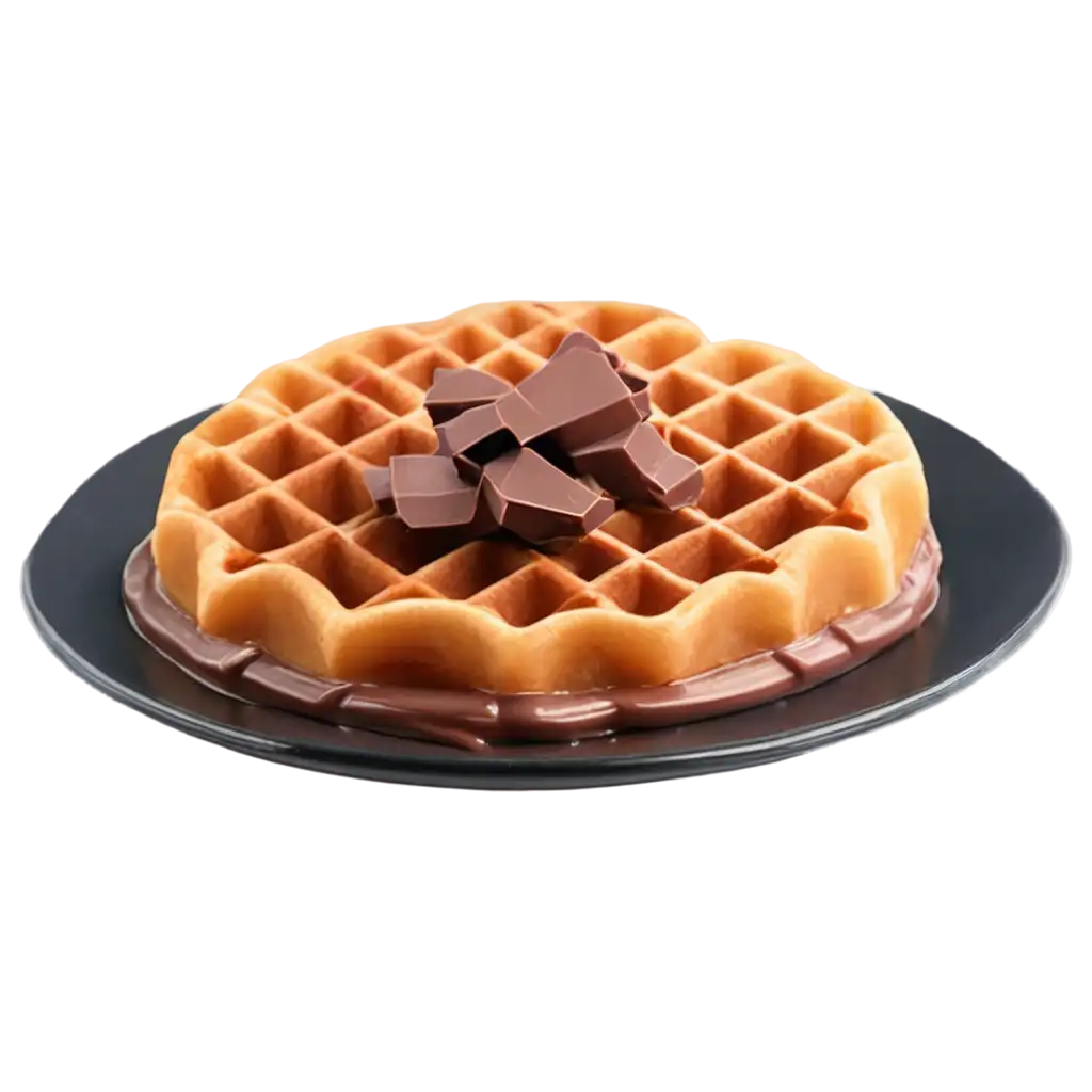 Round-Waffle-Topping-with-Chocolate-PNG-Image-Crisp-and-Delicious-Visual-Delight