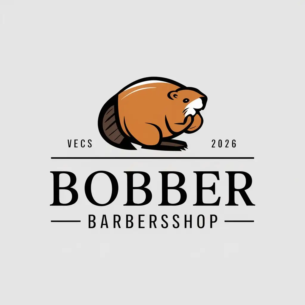 a vector logo design,with the text "Bobber Barbershop", main symbol:Beaver,Moderate,be used in Beauty Spa industry,clear background