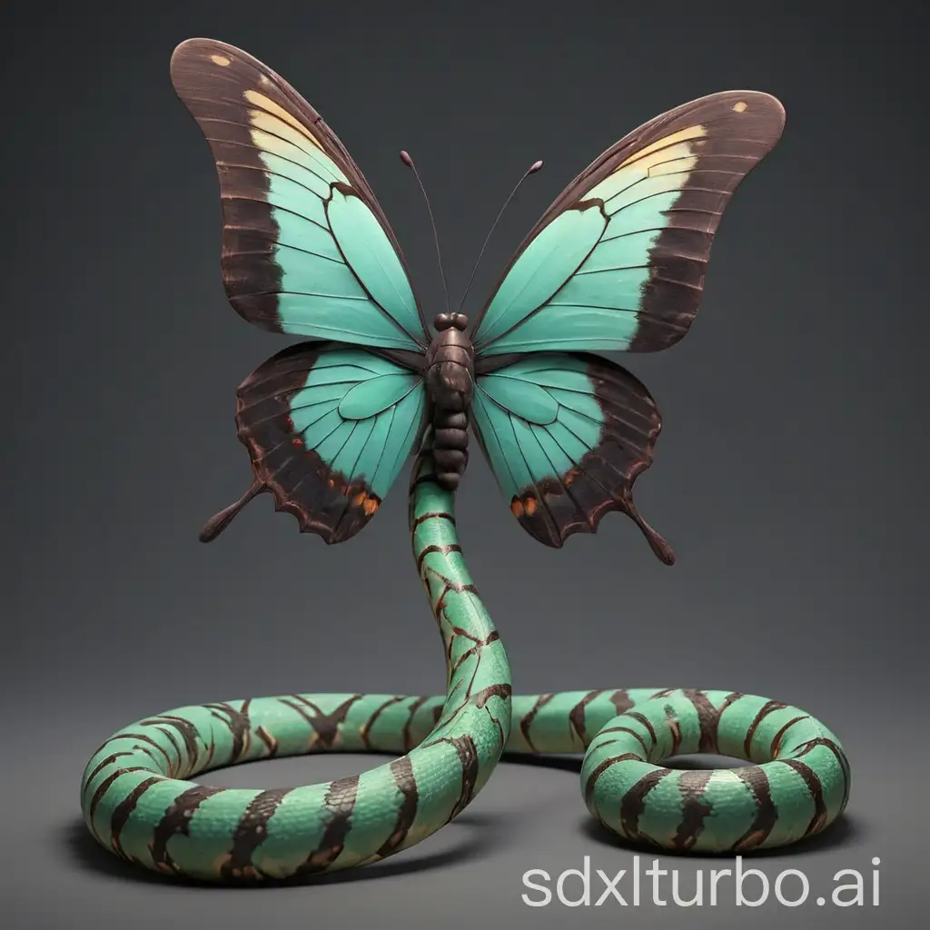 Butterfly with a tail like a snake in 3d images