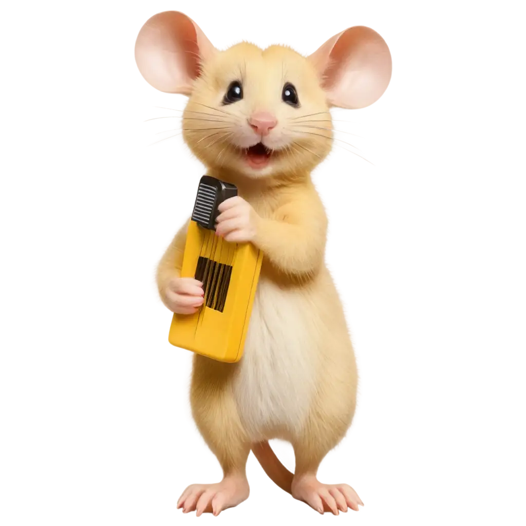 Yellow-Mouse-with-a-Harmonica-PNG-Image-Whimsical-Illustration-for-Online-Content