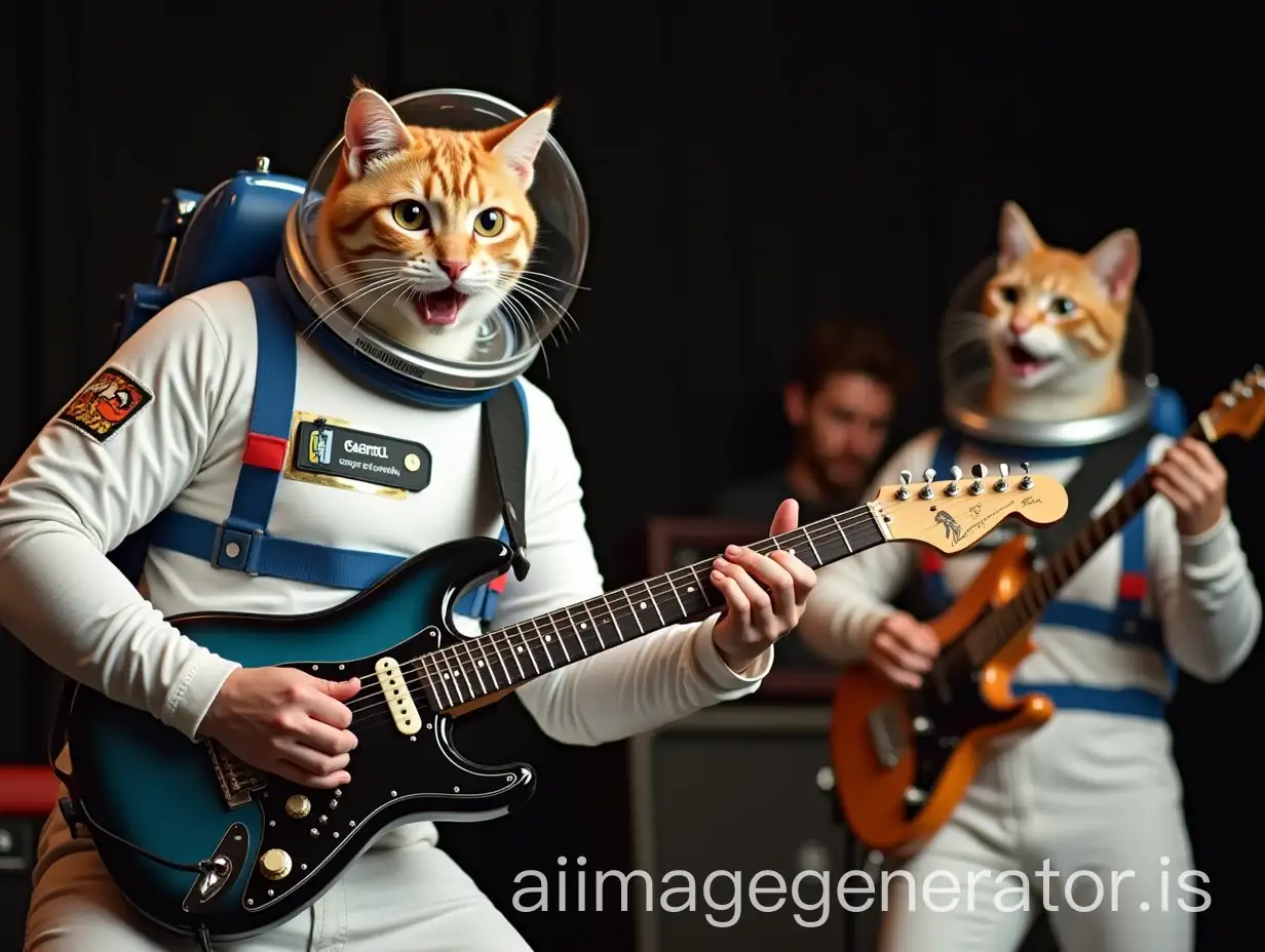 Cat-Astronauts-Playing-with-Metal-Band