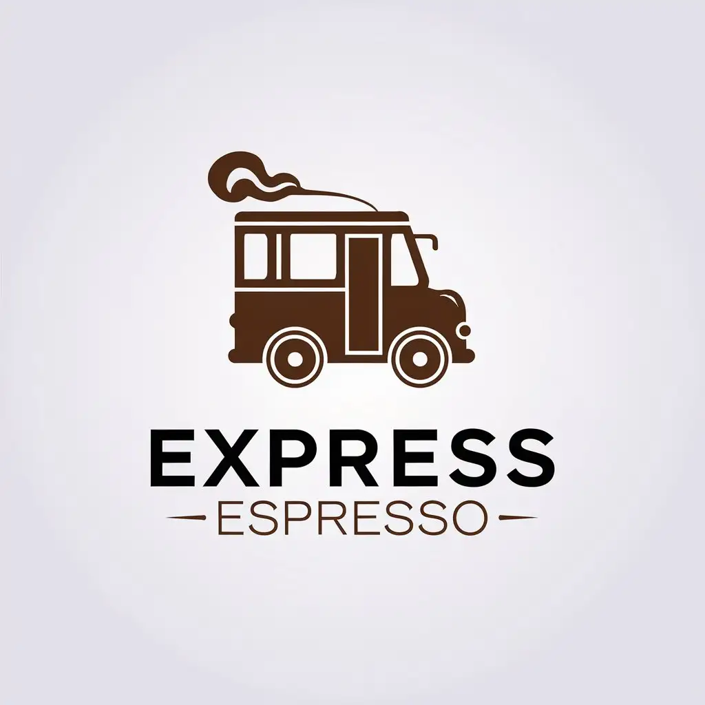 LOGO Design For Express Espresso Coffee Bus Symbol in Minimalistic Style