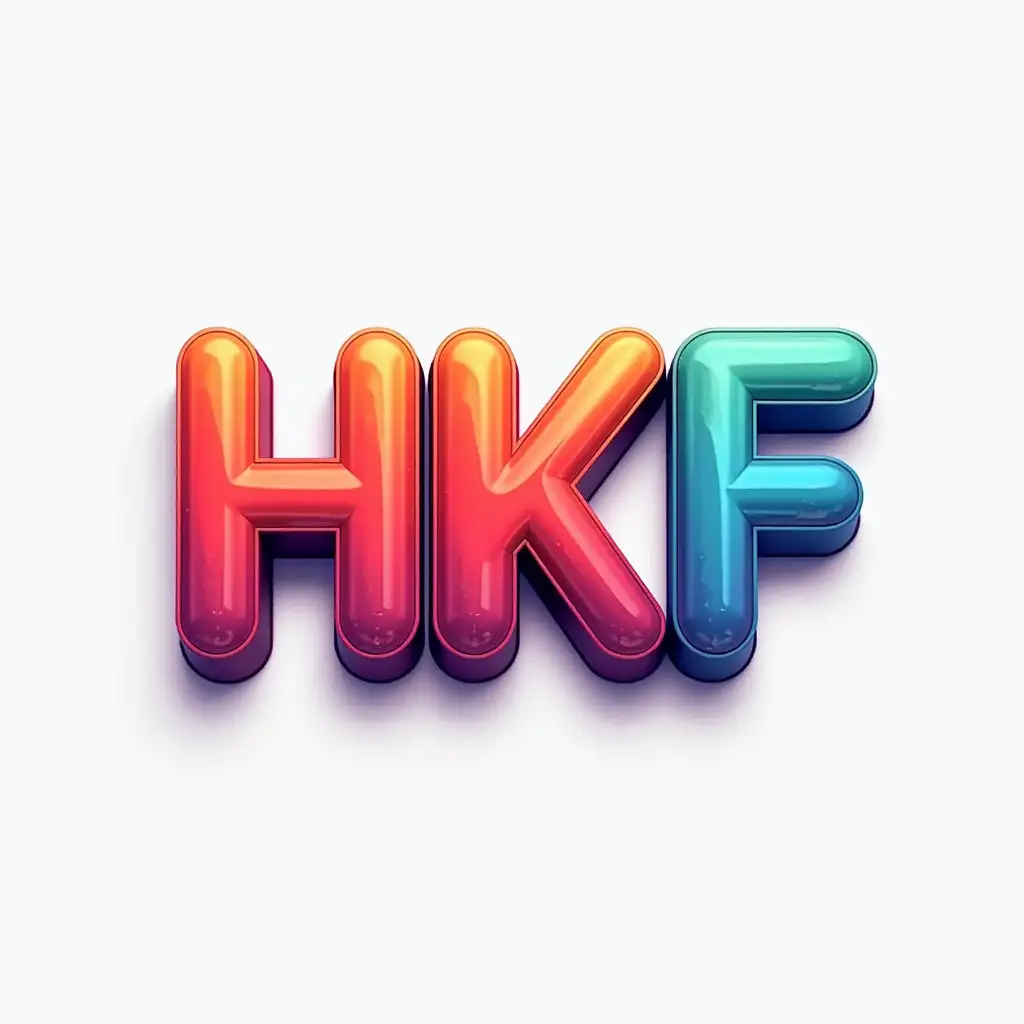 I want a logo with the name HKF for my youtube channel. In like it in 3D and colourful