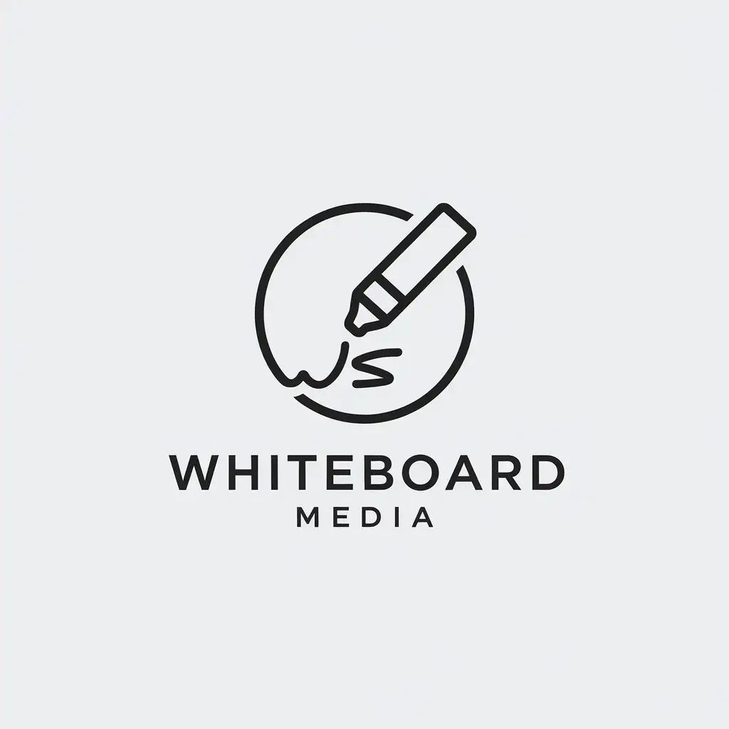 LOGO Design for Whiteboard Media Minimalistic Vector with Whiteboard Marker Writing W